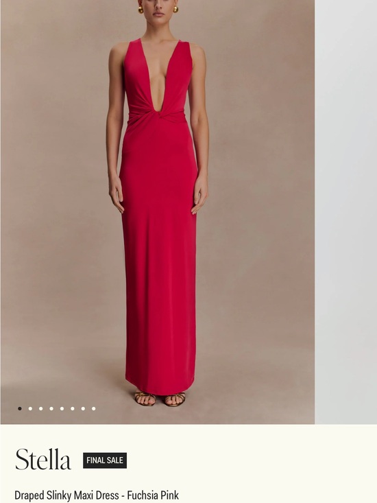 Meshki Dresses & Skirts - Stellah Fuchsia Deep V Draped Maxi Dress